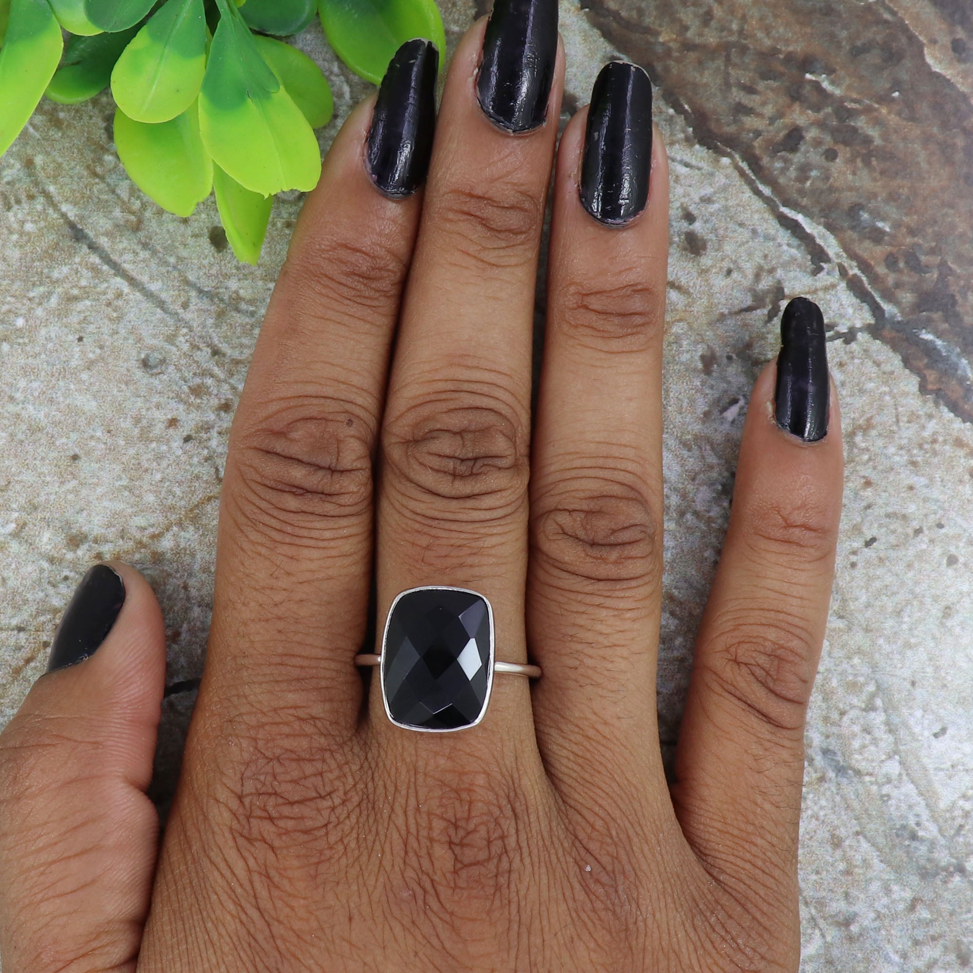 Natural Black Onyx Ring