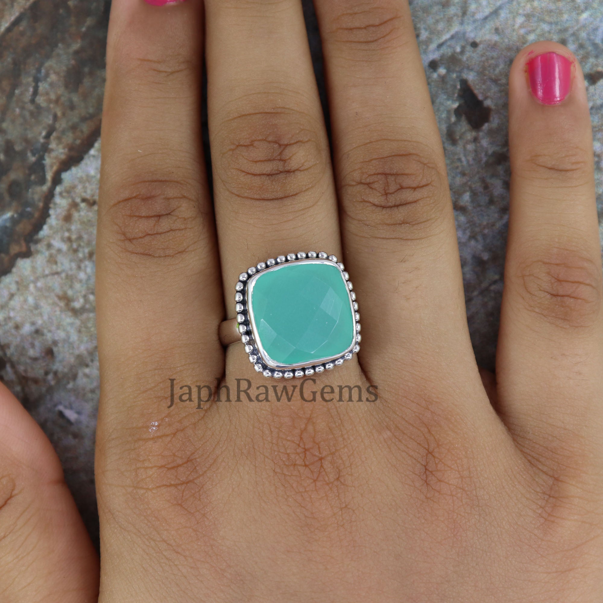 Aqua Chalcedony Ring