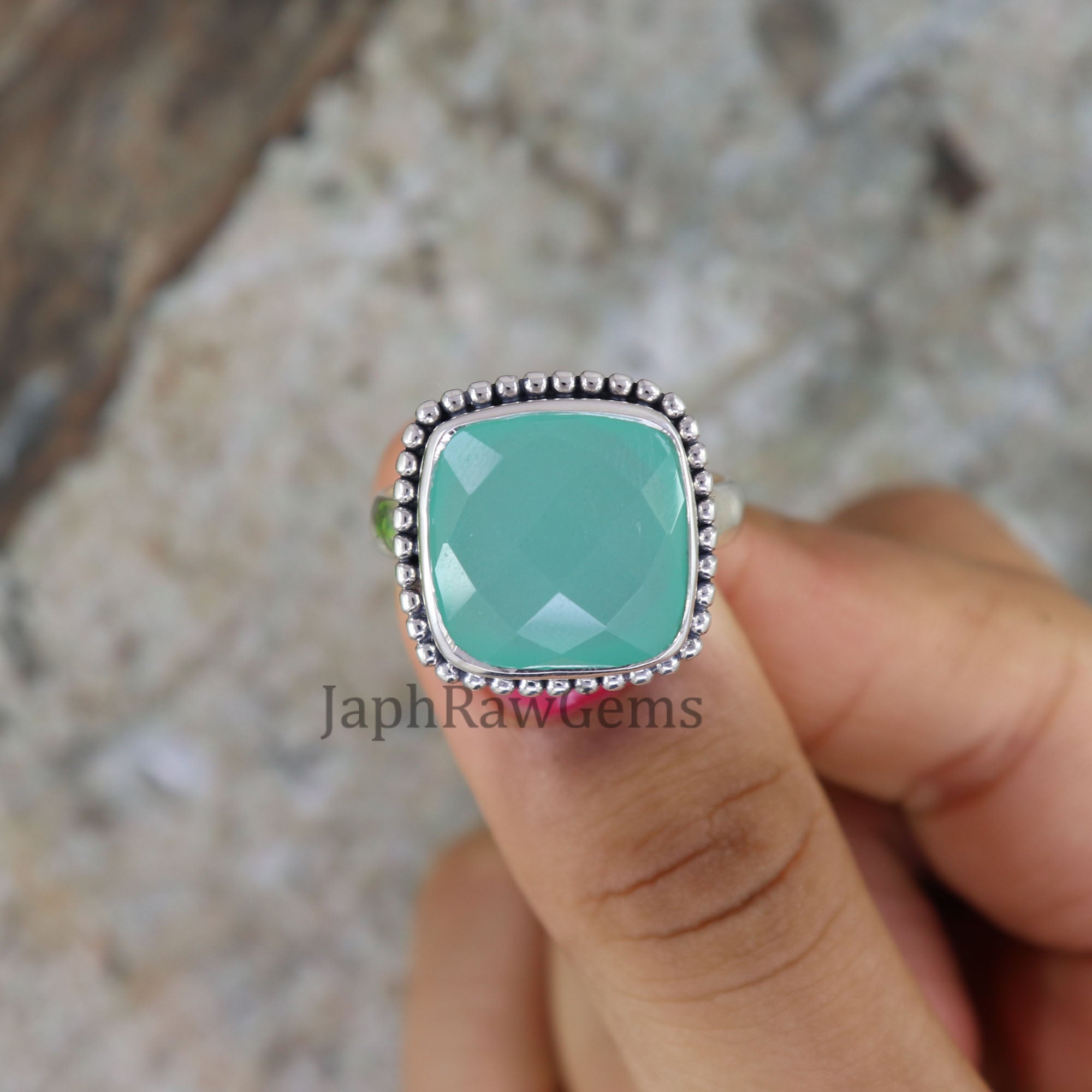 Aqua Chalcedony Ring