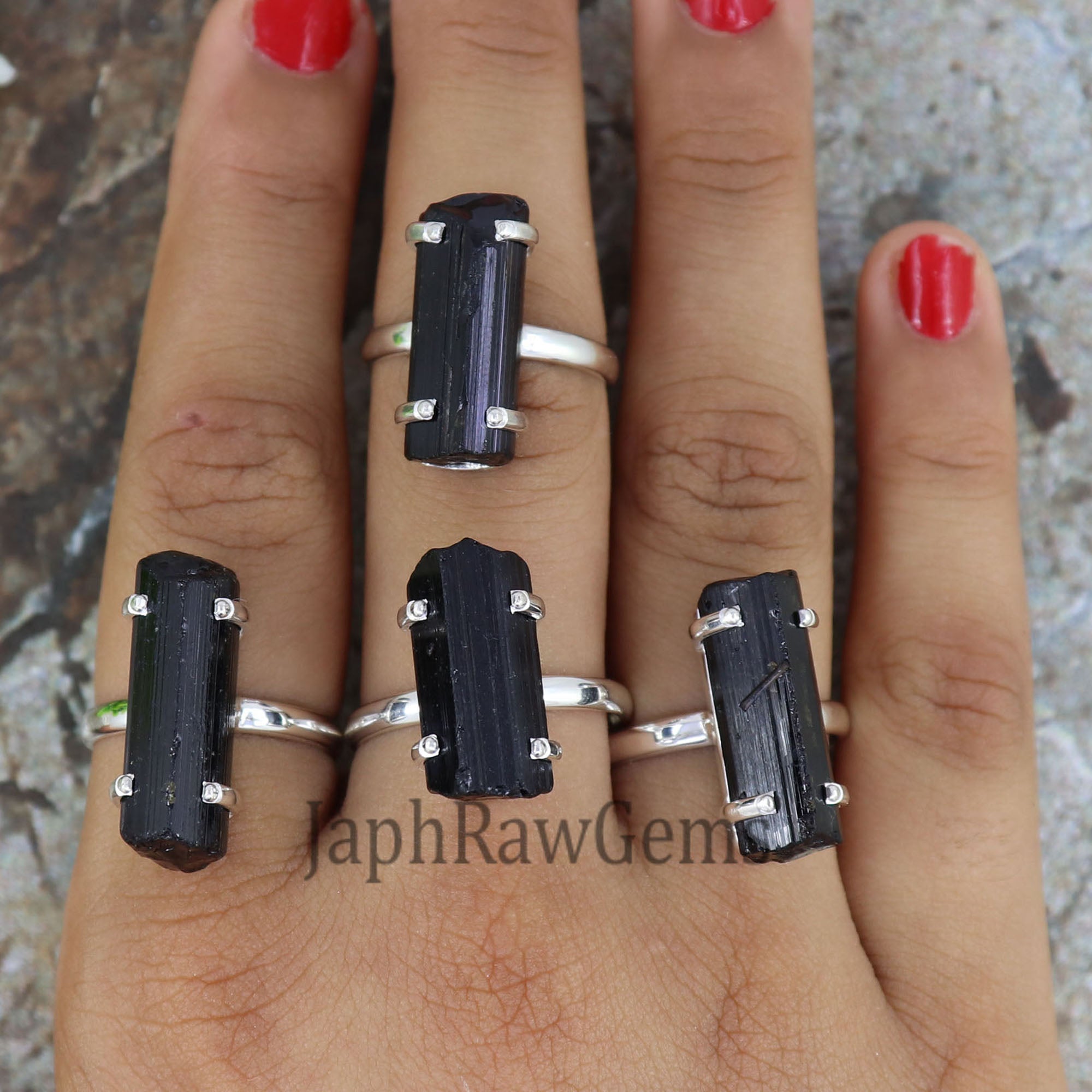 Raw Black Tourmaline Ring