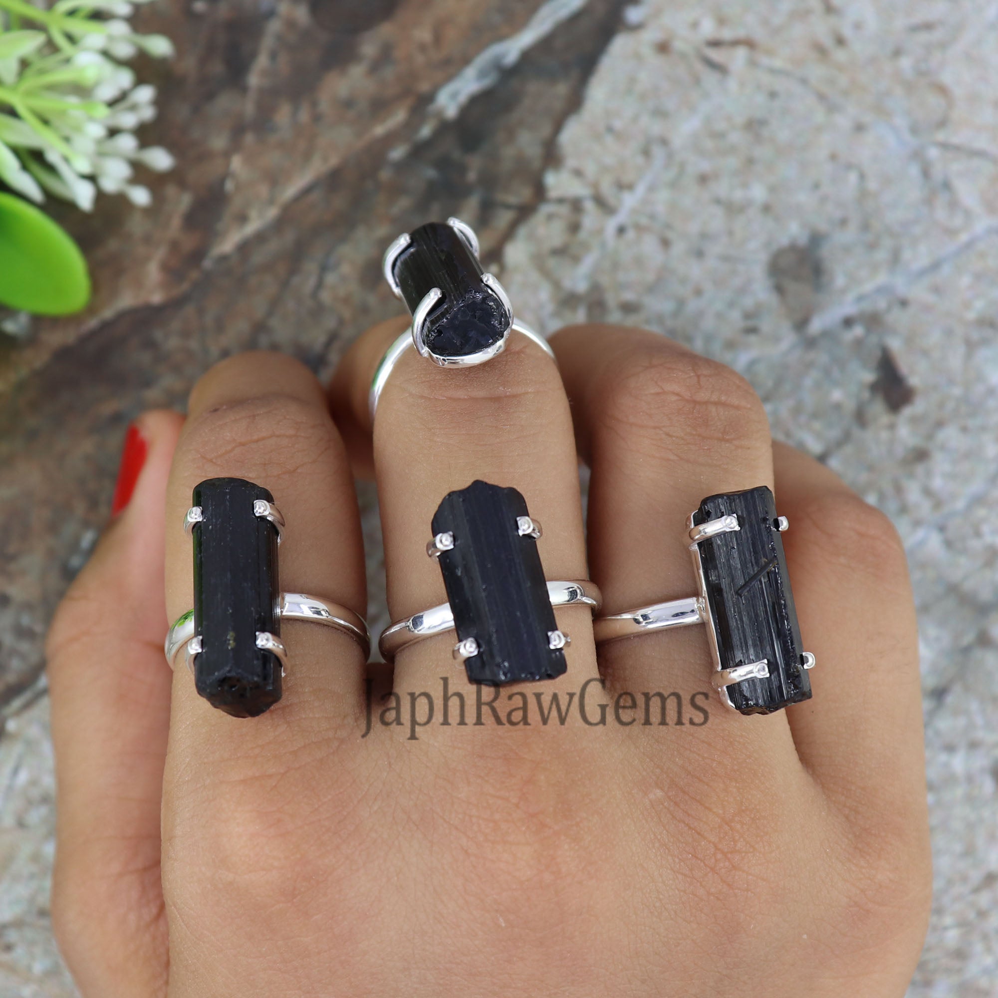 Raw Black Tourmaline Ring