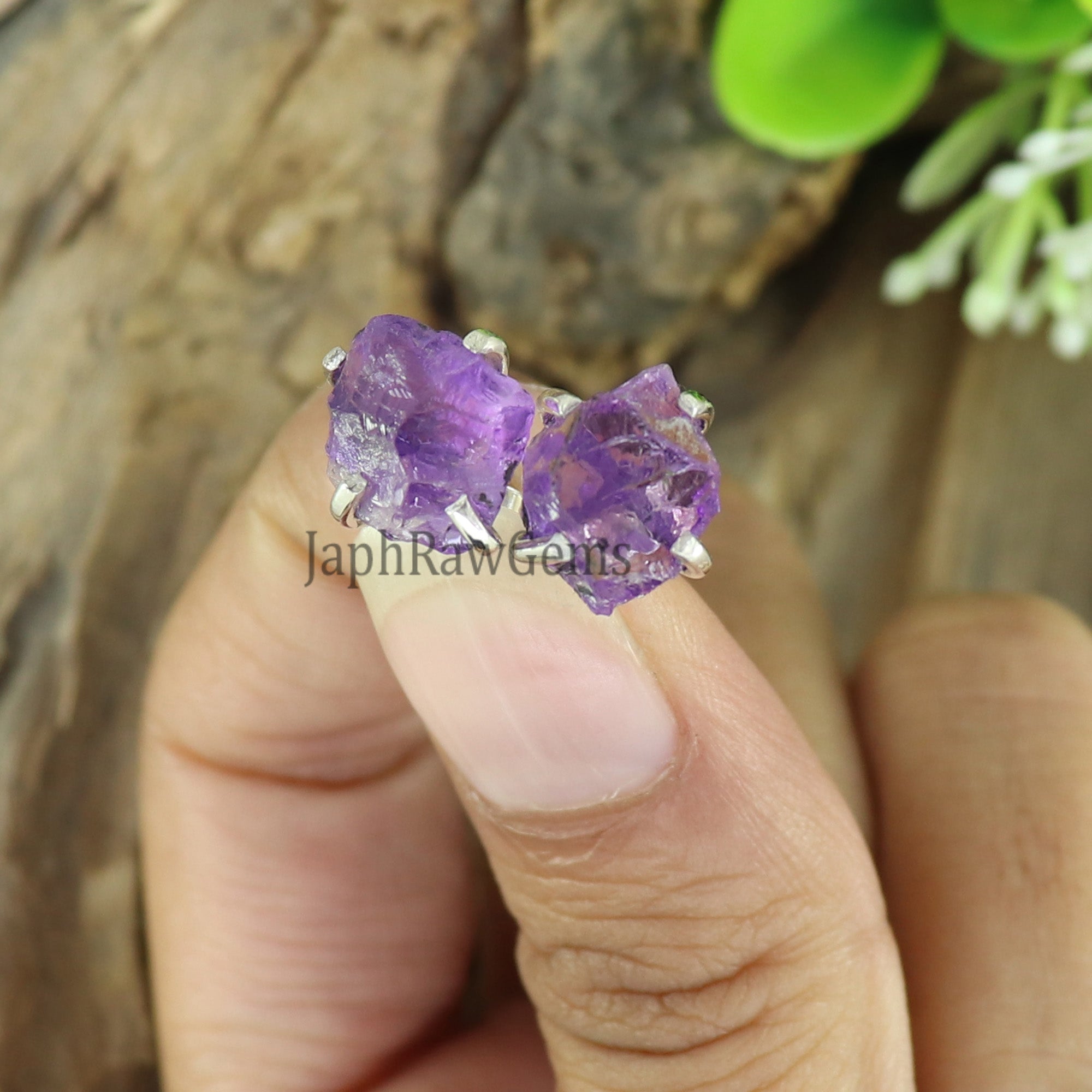 Raw Amethyst Stud