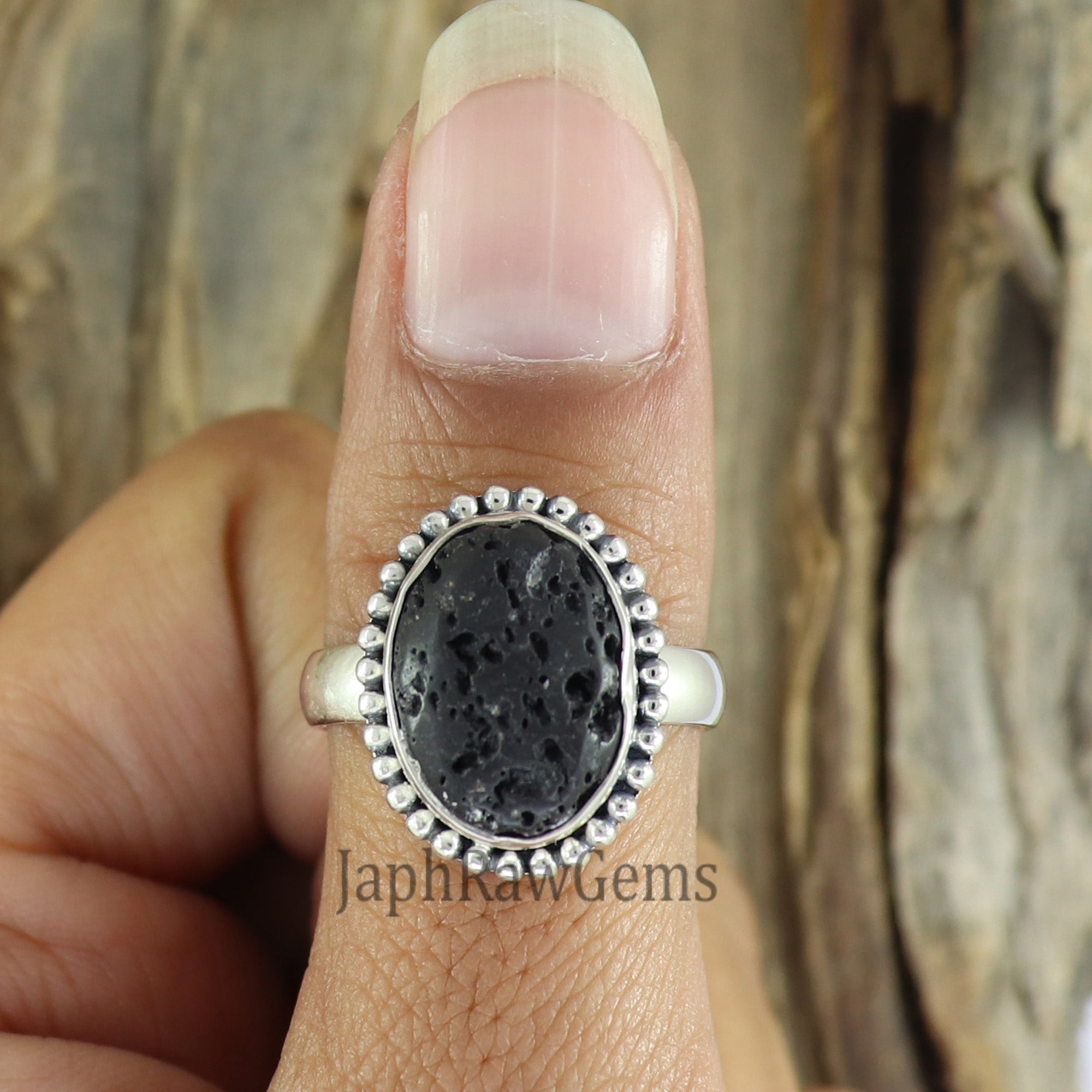 Raw Black Tektite Ring