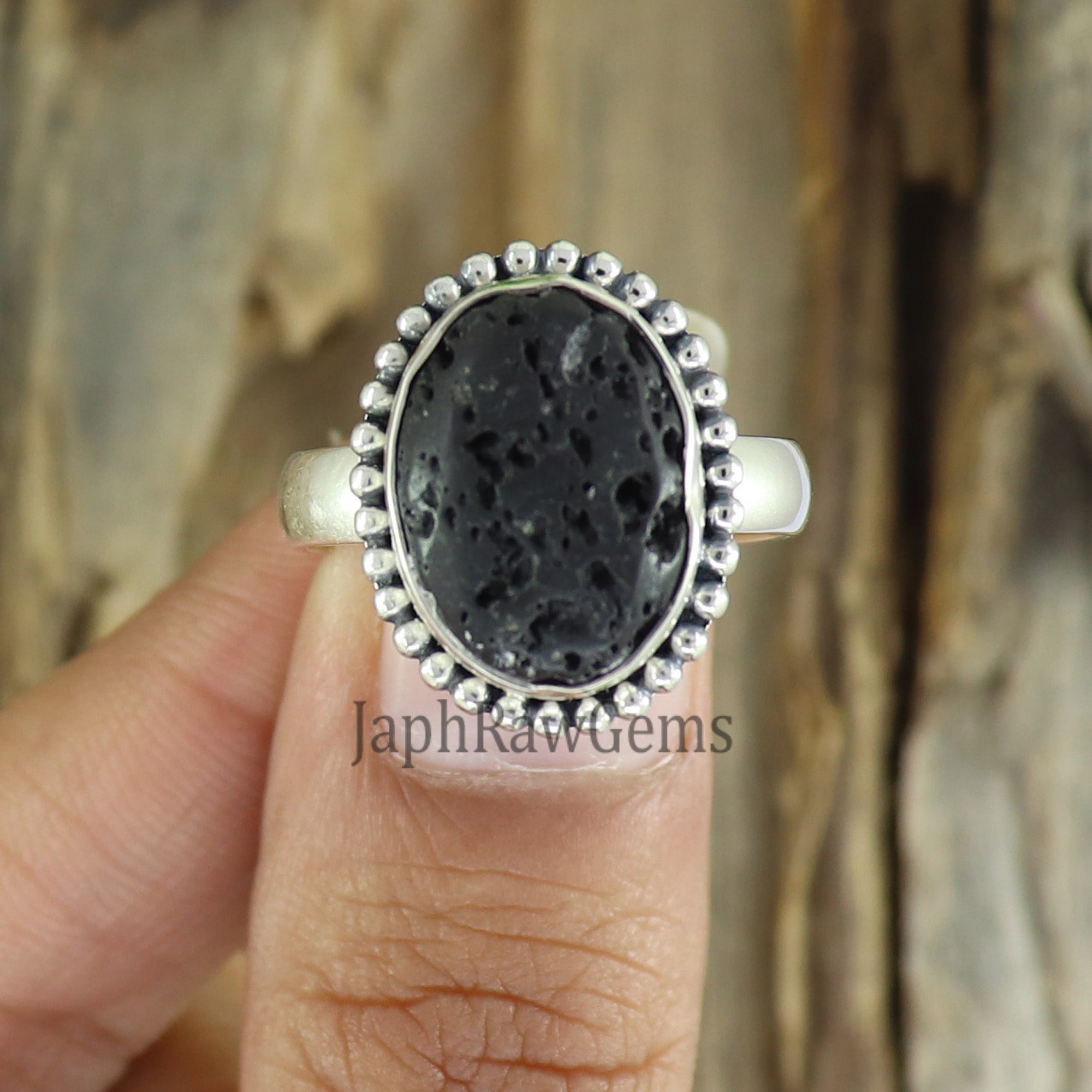 Raw Black Tektite Ring