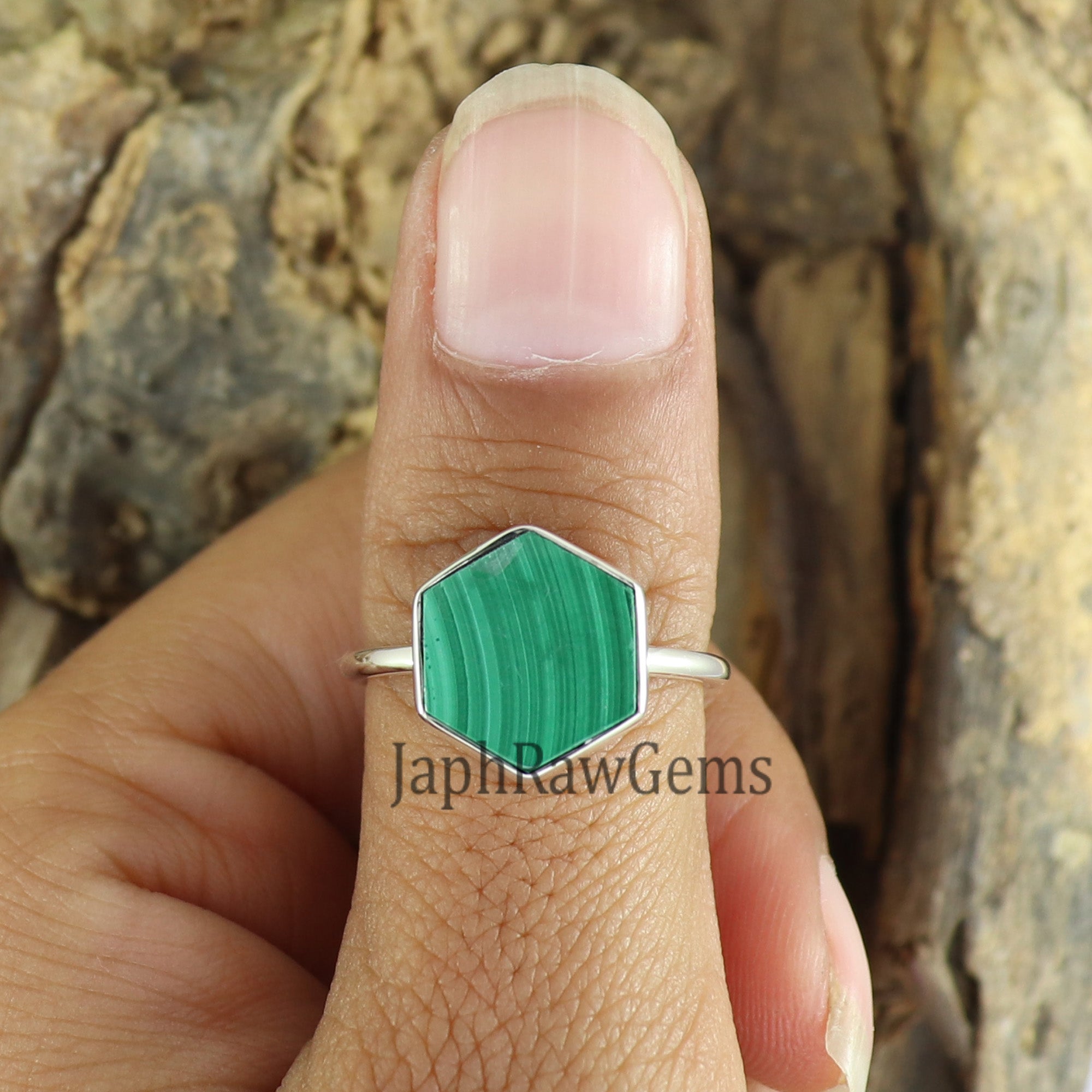 Malachite Hexagon Ring