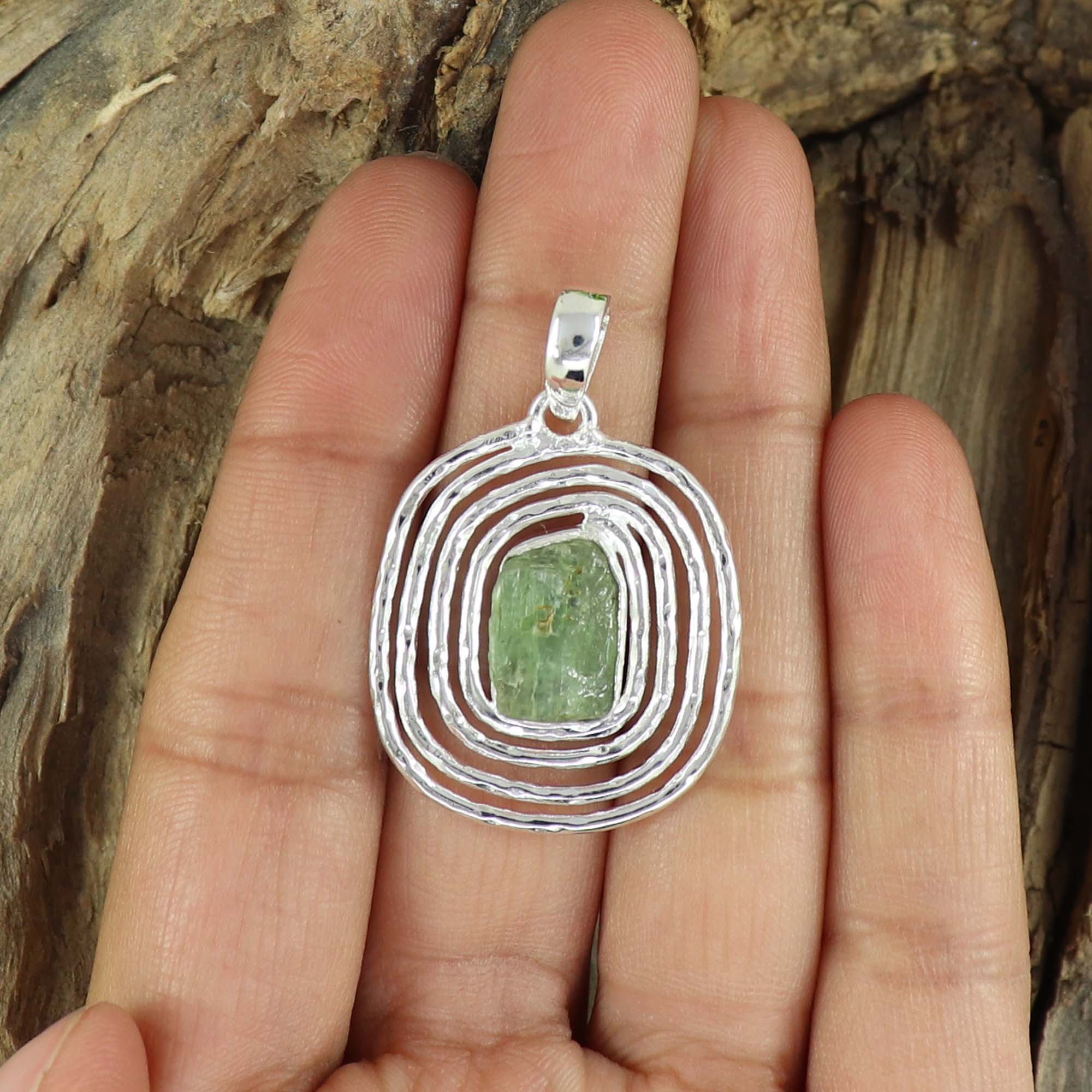 Raw Peridot Pendant