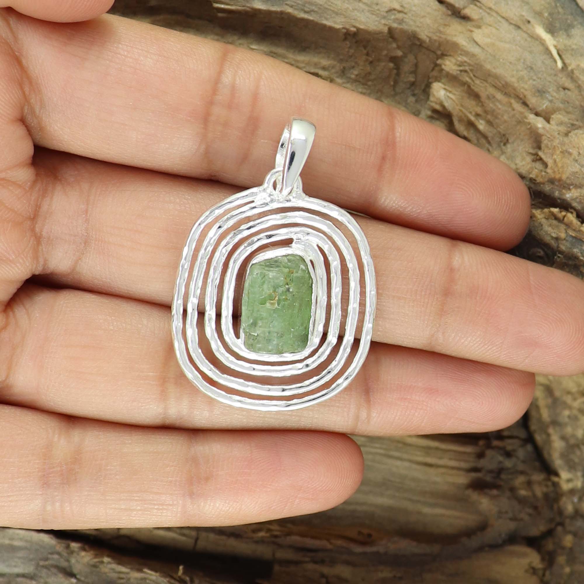 Raw Peridot Pendant