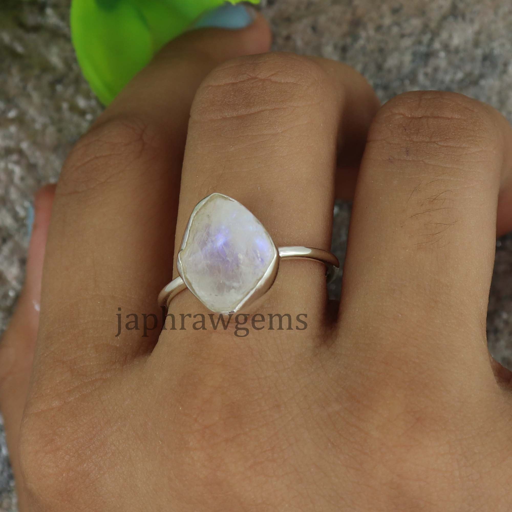 Raw Rainbow Moonstone Ring