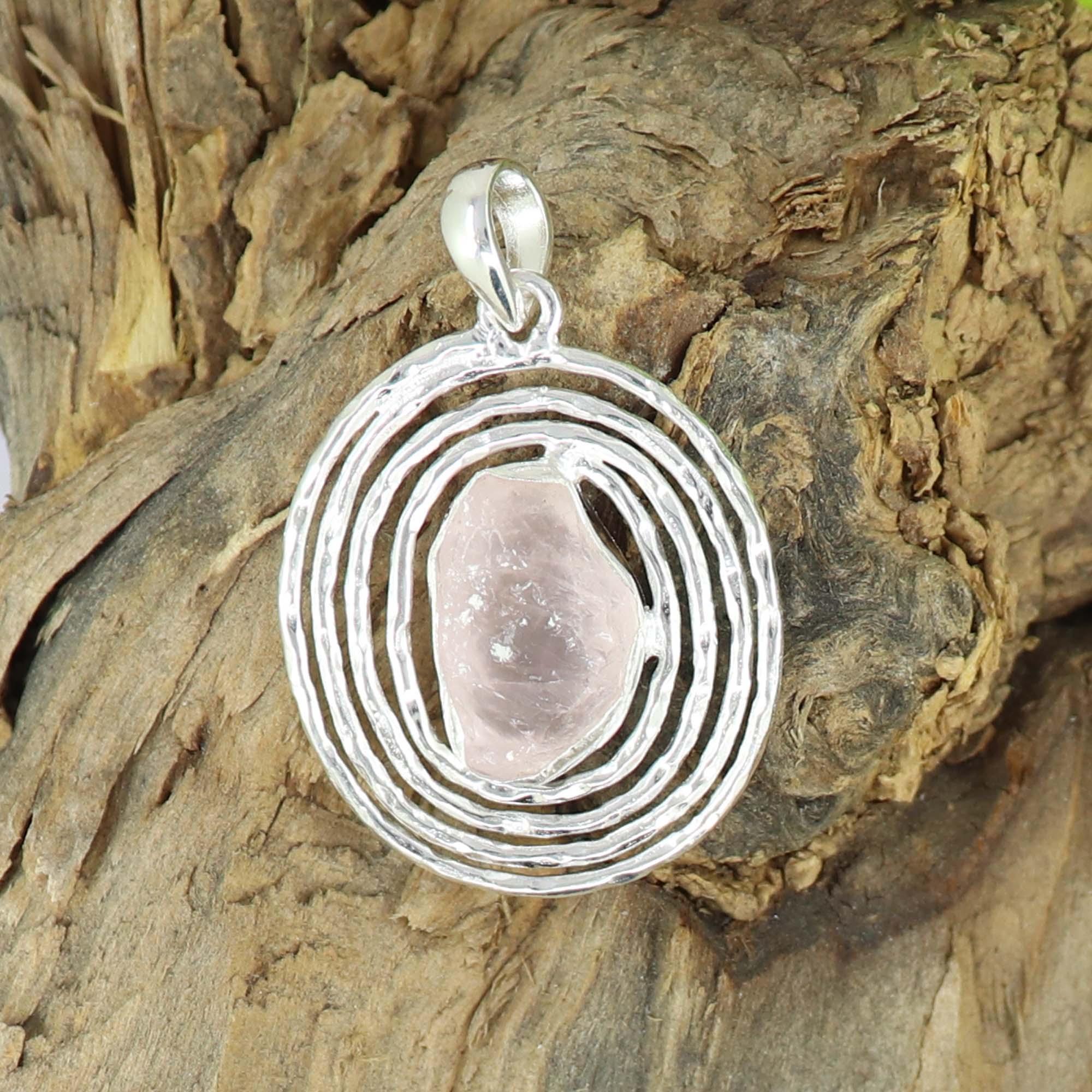 Raw Rose Quartz Pendant