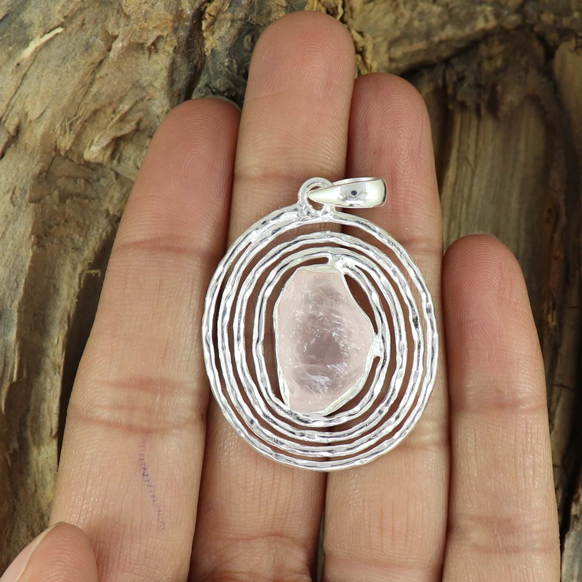 Raw Rose Quartz Pendant