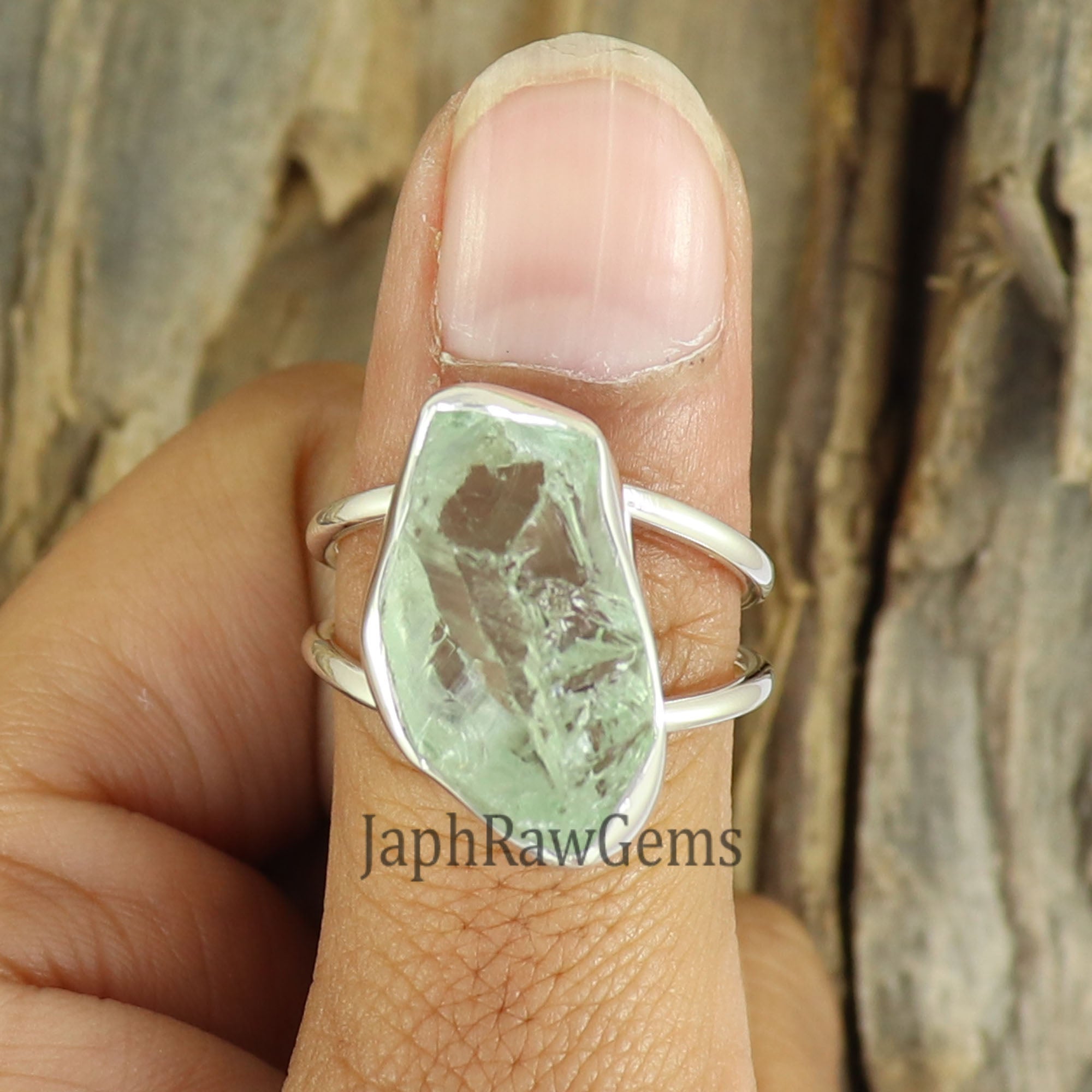 Raw Green Amethyst Ring