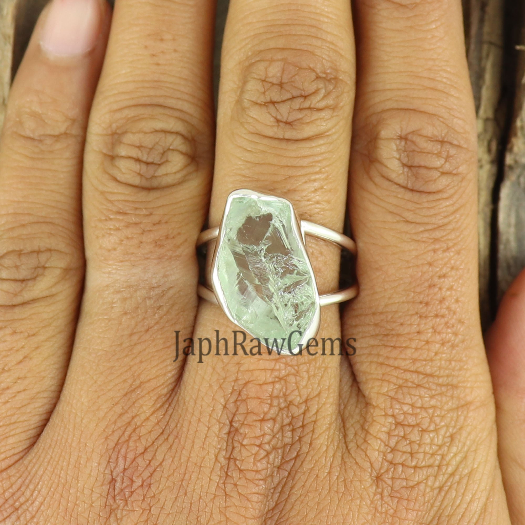 Raw Green Amethyst Ring